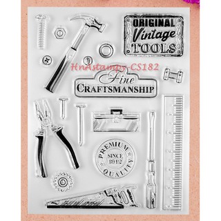 hnastampy CS182 con dấu tem trong suốt seal clear stamp dùng cho handmade scrapbook bộ dụng cụ vintage tools