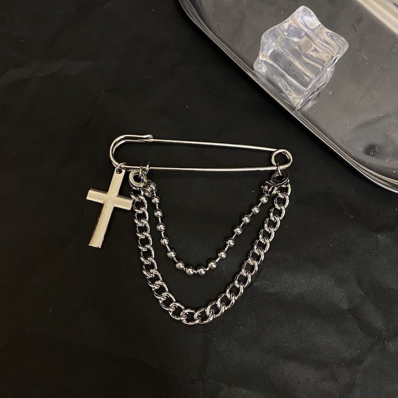 Ghim cài áo kiểu kim băng bằng kim loại hình thánh giá phong cách harajuku 22299