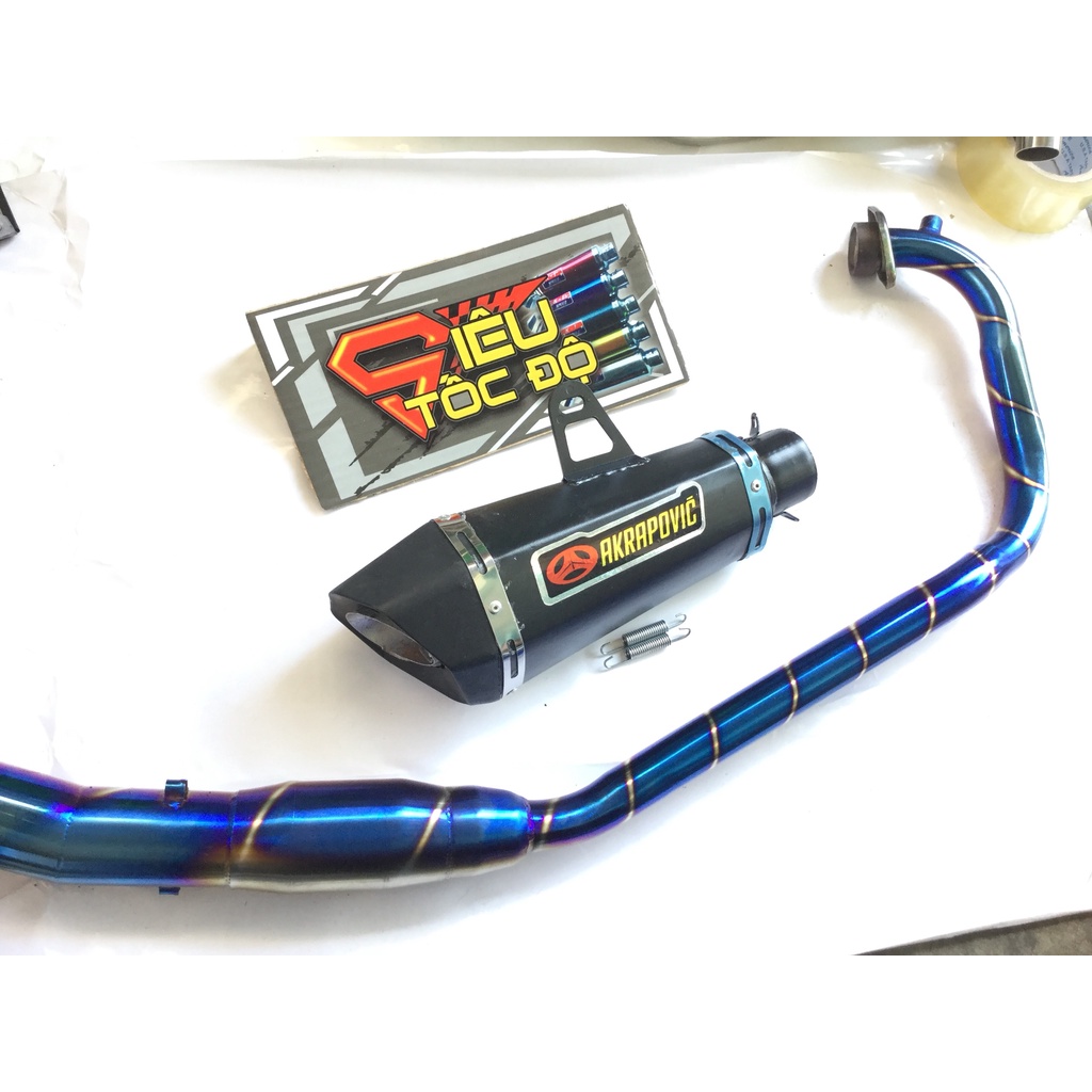 Bộ pô akapovic đen full cổ bầu hơi titan exciter, winer, sonic, raider fi, satria, gsx,...