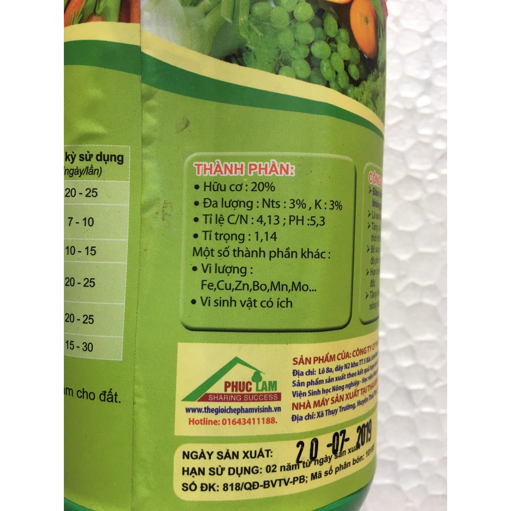 Phân bón Hữu cơ Đạm Cá Phúc Lâm hoàn toàn từ tự nhiên 500ml