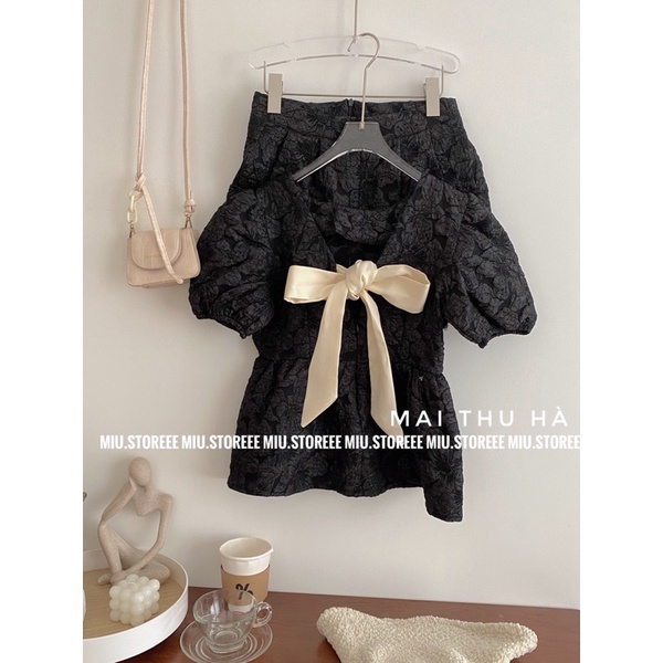 SET BỘ ÁO BABYDOLL BUỘC NƠ LƯNG KÈM QUẦN SHORT CHẤT XỐP GẤM IN HOA SGHBBL