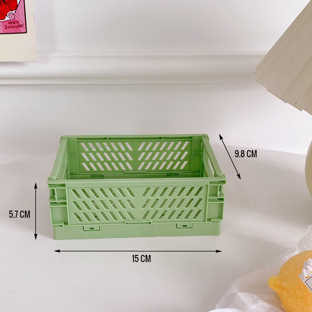 S37 Khay nhựa để đồ dùng học tạp, mỹ phẩm mini - giỏ trang trí decor bàn xinh cho học sinh