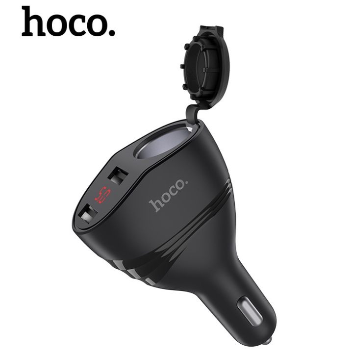 Bộ chia tẩu sạc ô tô Hoco Z34, tích hợp 1 tẩu và 2 cổng sạc USB, 3.1A max, 96W, Hoco car charger
