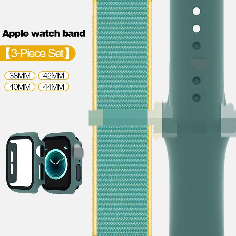 Set 3 Dây Đeo Bằng Silicon + Nylon Cho Đồng Hồ Thông Minh Apple Watch 45mm 41mm 38mm 42mm 44mm 40mm Series 7/6/SE/5/4/3/2/1
