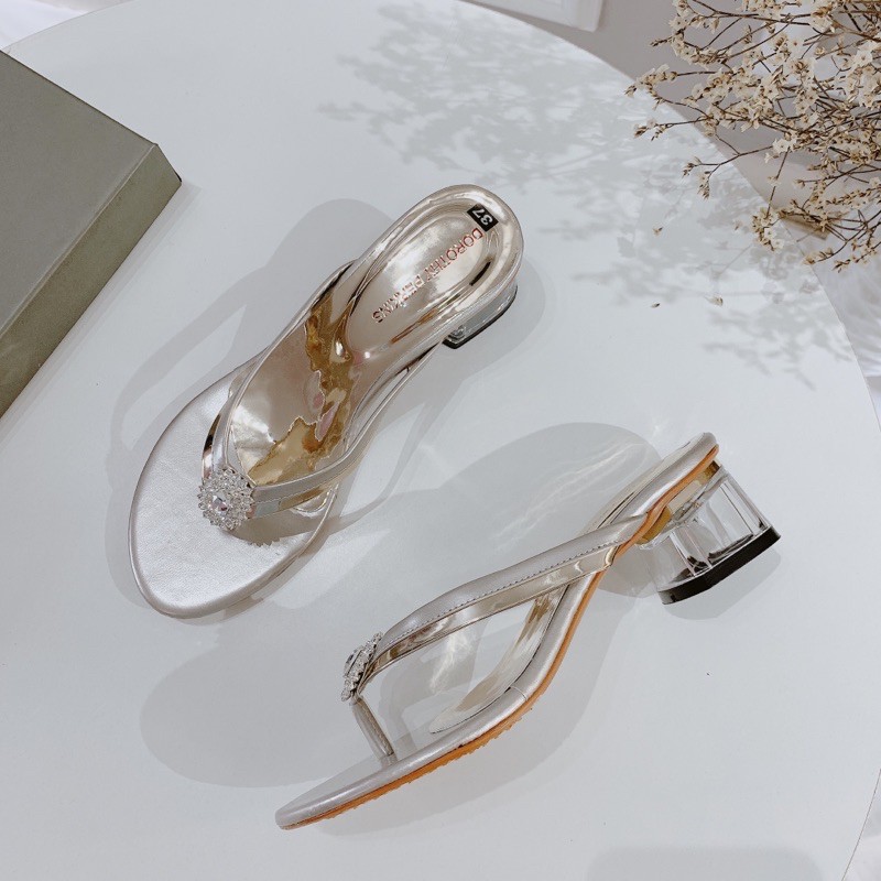 HÀNG CÓ SẴN Guốc xỏ ngón đá gót mika 5cm