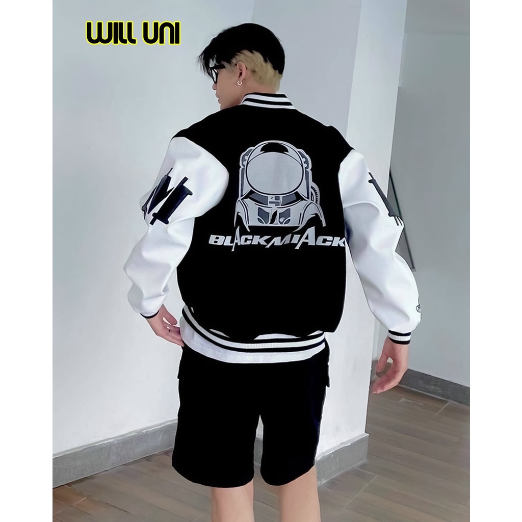 Áo Khoác Bomber BLACK nam nữ UNISEX form rộng chất dù 2 lớp