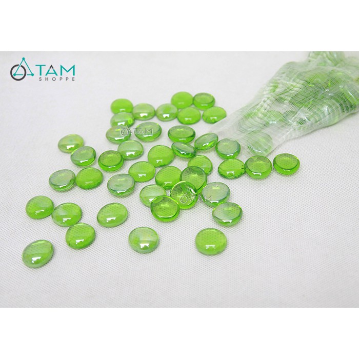 Sỏi trang trí thủy tinh trong suốt xanh lá SOI-01