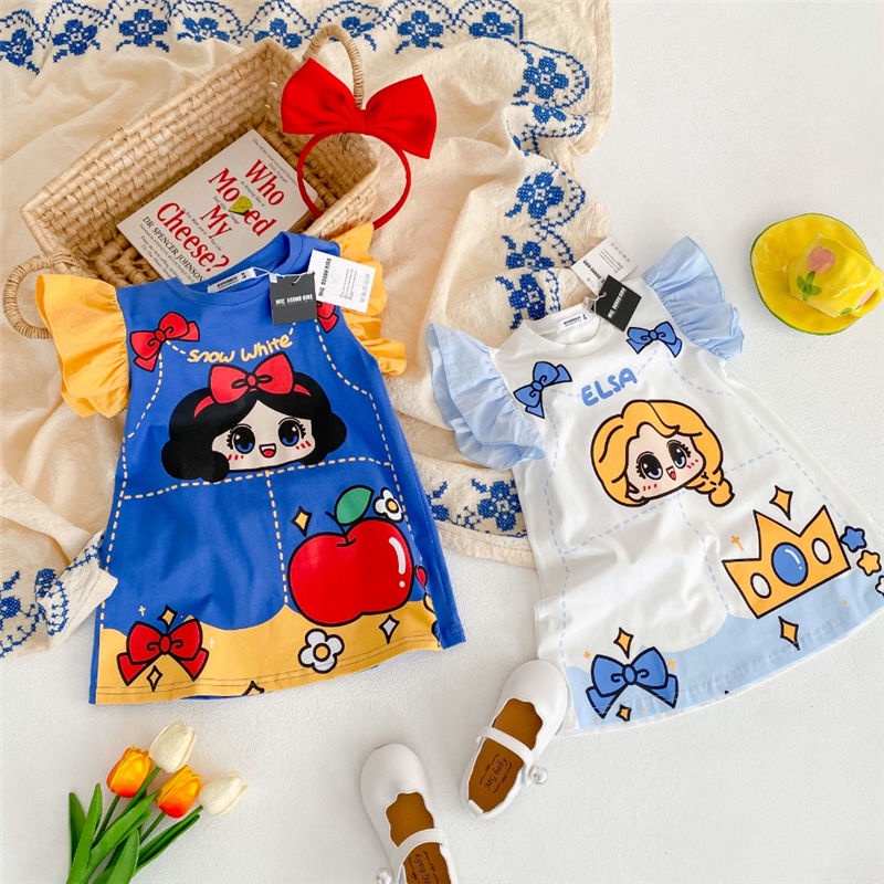 [Kacily]váy cho bé gái hình Elsa 1-8 tuổi，đầm bé gái Cotton xinh xắn áo bé gái（9-26kg）