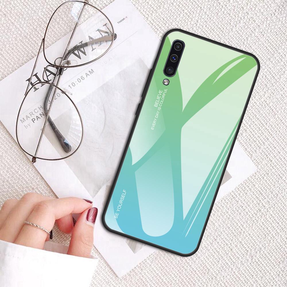 Ốp điện thoại mặt kính màu Gradient cho Samsung Galaxy A50 A30 A10 A20 A40 A60 A20e