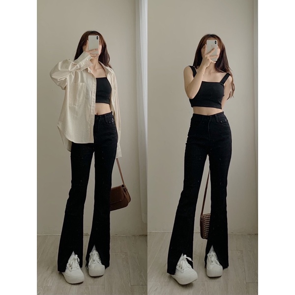 Quần jean ống loe vạt xẻ
