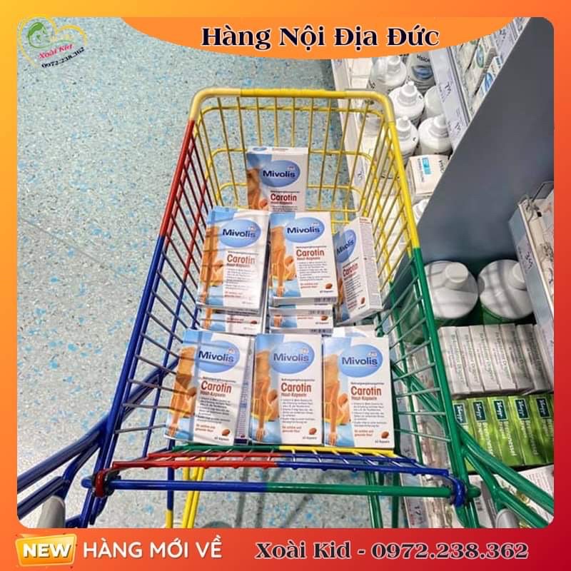 Viên uống sáng da chống nắng Carotin Mivilos Đức- Nội địa Đức Đủ Bill