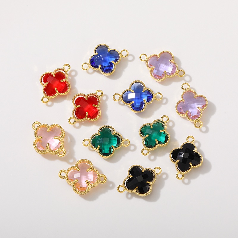 █A.ιA゜14K Vàng●1 Miếng°Dây Chuyền Mạ Vàng 18k Mặt Cỏ Bốn Lá Đính Đá Zircon