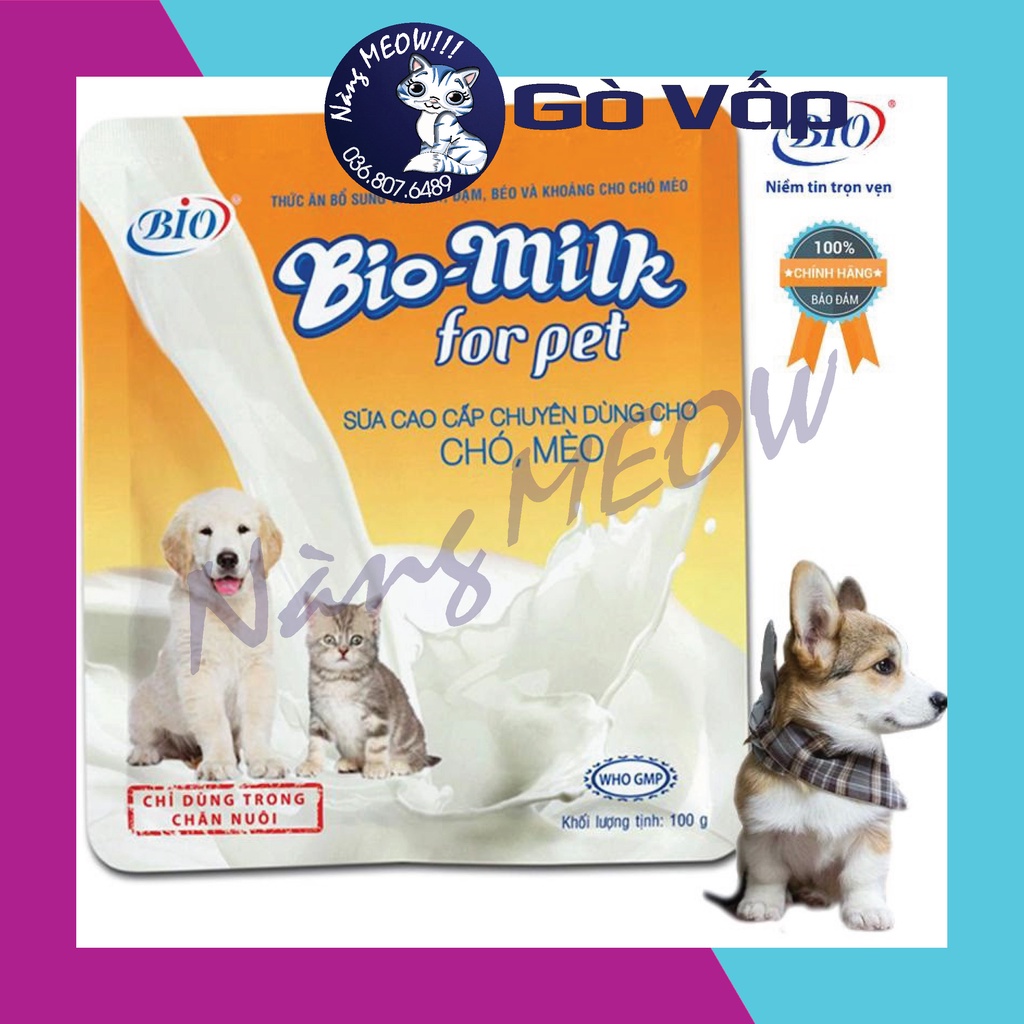 Sữa bột dành cho mèo con, chó con BIO MILK Gói 100Gr - NÀNG MEOW