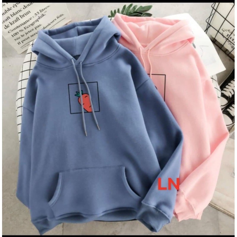 áo hôdie nỉ bông quả cà rốt, áo hoodie nỉ bông quả cà rốt in ngực