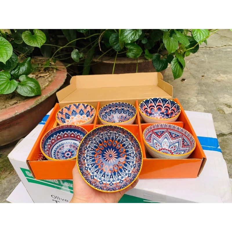 Bộ bát kèm đũa Bohemia bộ bát 6 bát 6 đũa xinh xắn full box