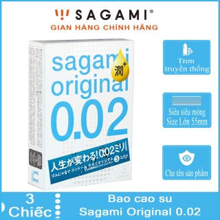 Bao cao su Sagami Original 0.02mm - hộp 3 chiếc