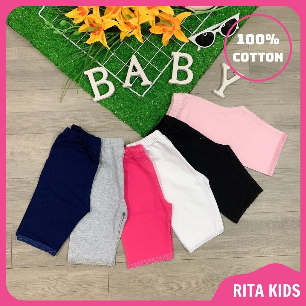 Quần legging lửng bé gái combo 3c thun cotton xuất co giãn mềm 9-20kg