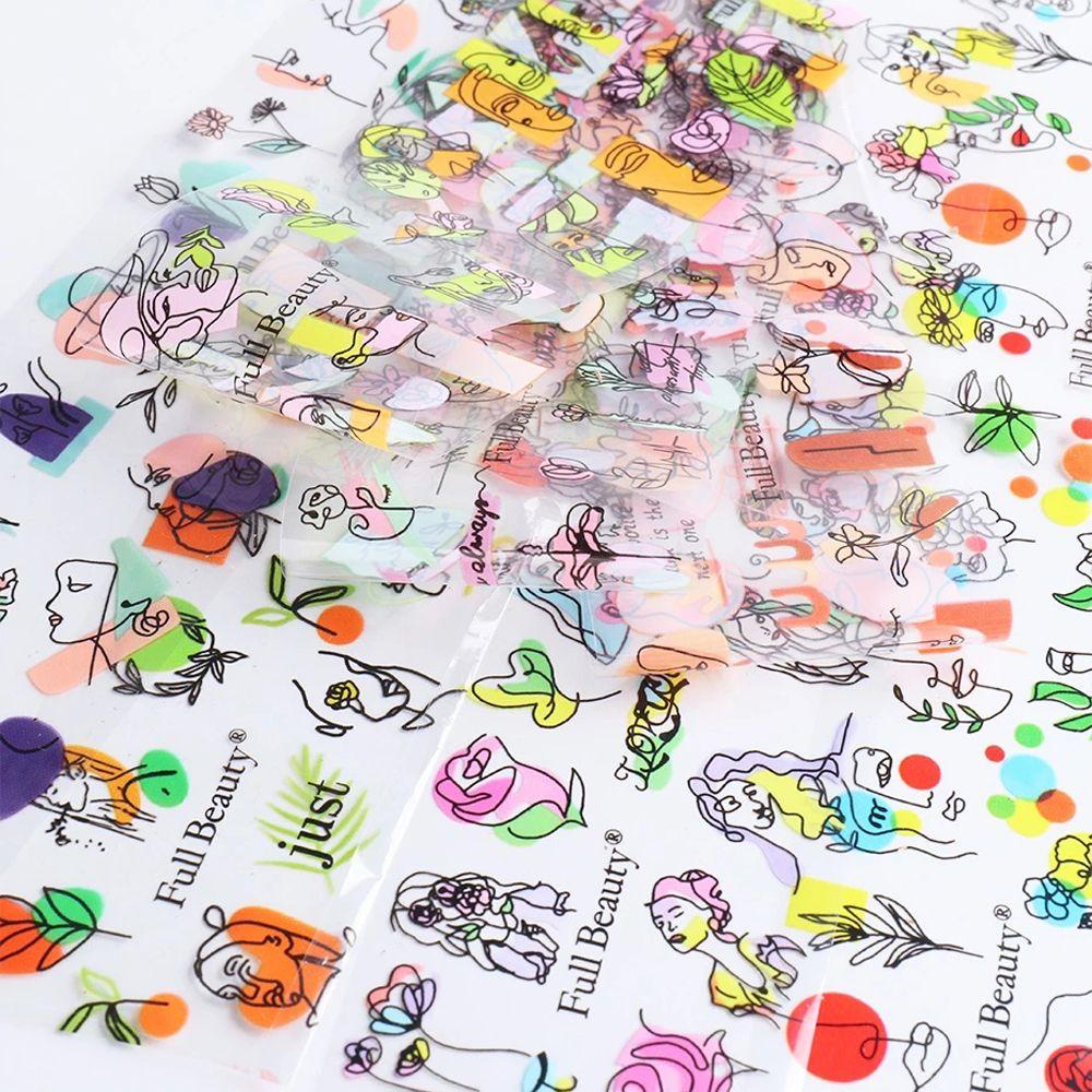 Giấy Đề Can Dán Móng Tay Chuyển Họa Tiết Đường Viền Lá Phong Cách Trừu Tượng Dành Cho Bạn Gái