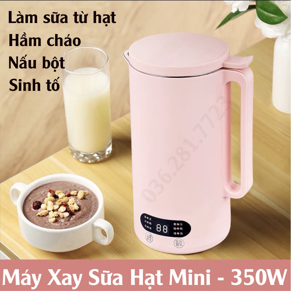 Máy Làm Sữa Hạt Mini - Máy Xay Và Nấu Sữa Bột Ngũ Cốc, Sữa Đậu Nành Công Suất 350W Thiết Kế Cầm Tay Nhỏ Gọn - BH 6 Tháng