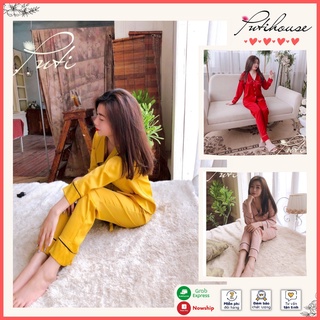 Bộ đồ ngủ nữ pijama Puti House tay dài quần dài Lụa cao cấp mềm mịn không nhăn nhàu, bền đẹp