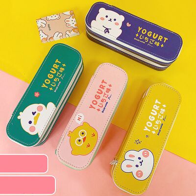 Túi đựng bút nhiều ngăn Cô Bé Gấu Thỏ Pastel Phi Hành Gia Thú Cưng Yogurt