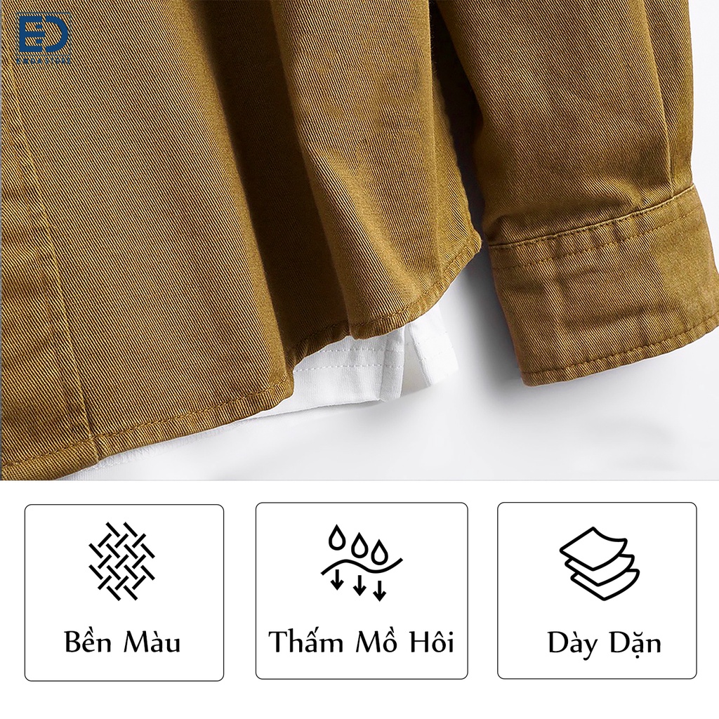Áo sơ mi kaki nam Enda Store Áo dài tay cổ bẻ