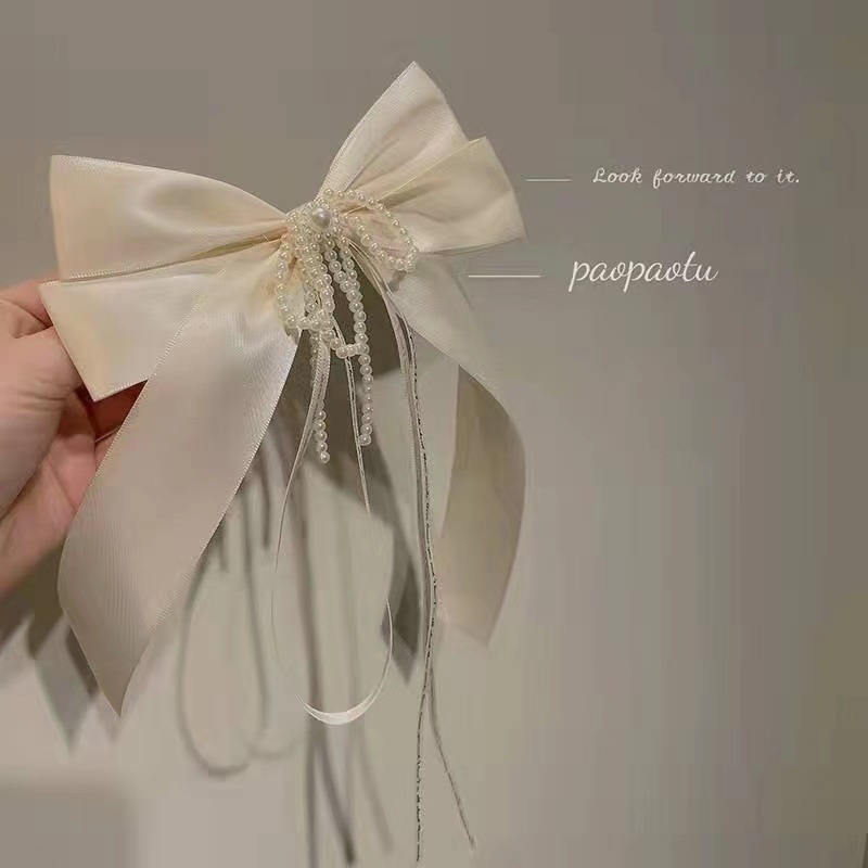 Kẹp Tóc Nơ Ngọc Trai Thời Trang Mới