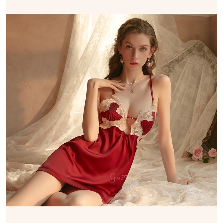 Váy ngủ lụa quai chéo nới ngực cao cấp 1189