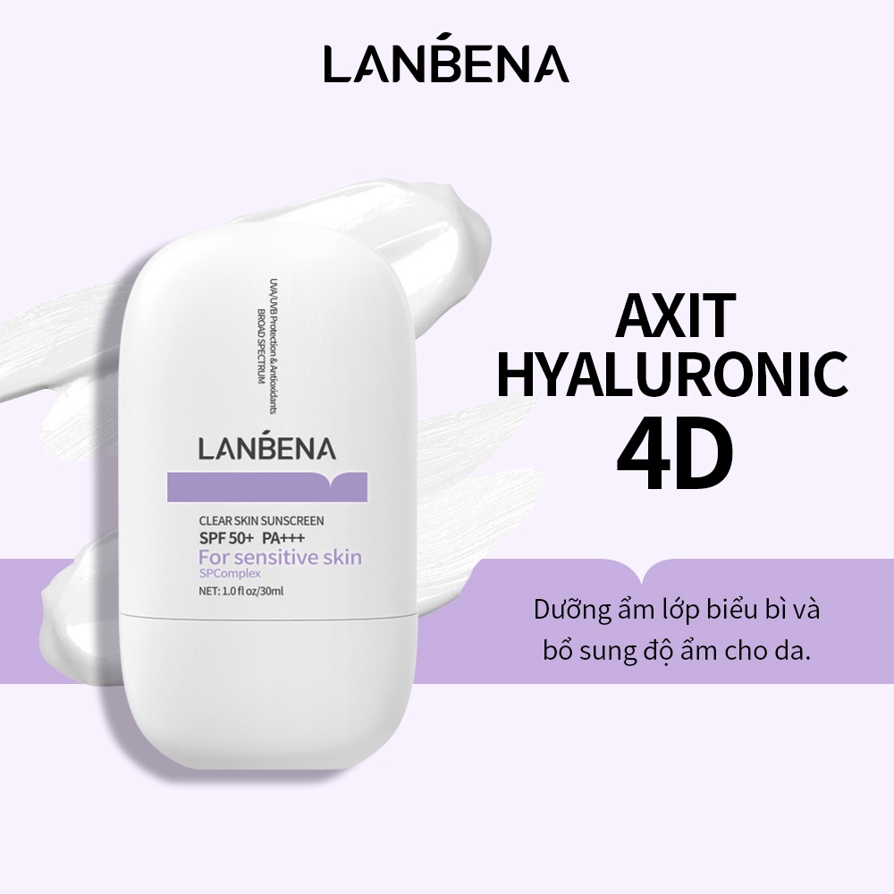 Kem chống nắng LANBENA Ngăn chặn ánh nắng mặt trời làm tươi mới làn da SPF 50+Chống tia UV Làm trắng da 30ml