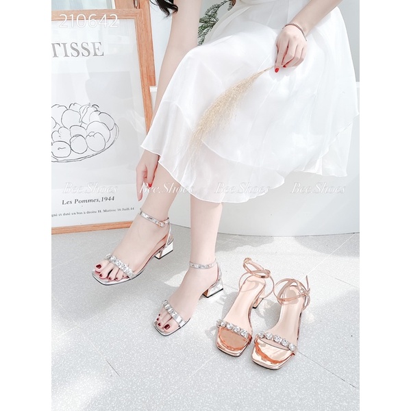 BEESHOES - SADANLS NỮ THỜI TRANG QUAI ĐÁ DA BÓNG ÊM CHÂN DỄ ĐI GÓT TRỤ 5 PHÂN 210642