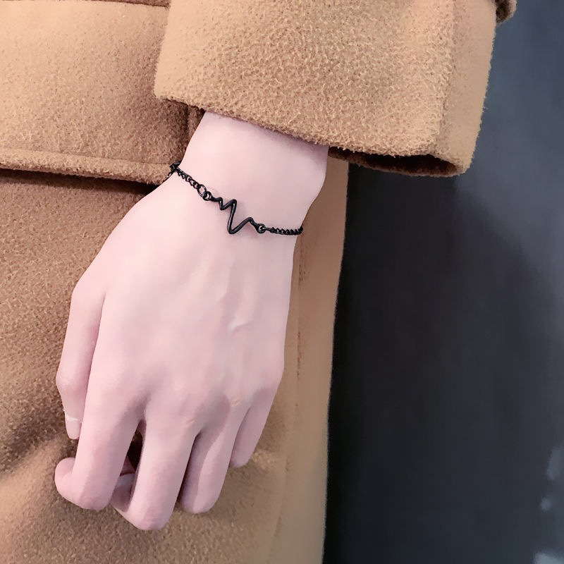 Vòng Tay Kim Loại Mặt Hình Nhịp Tim Phong Cách Harajuku