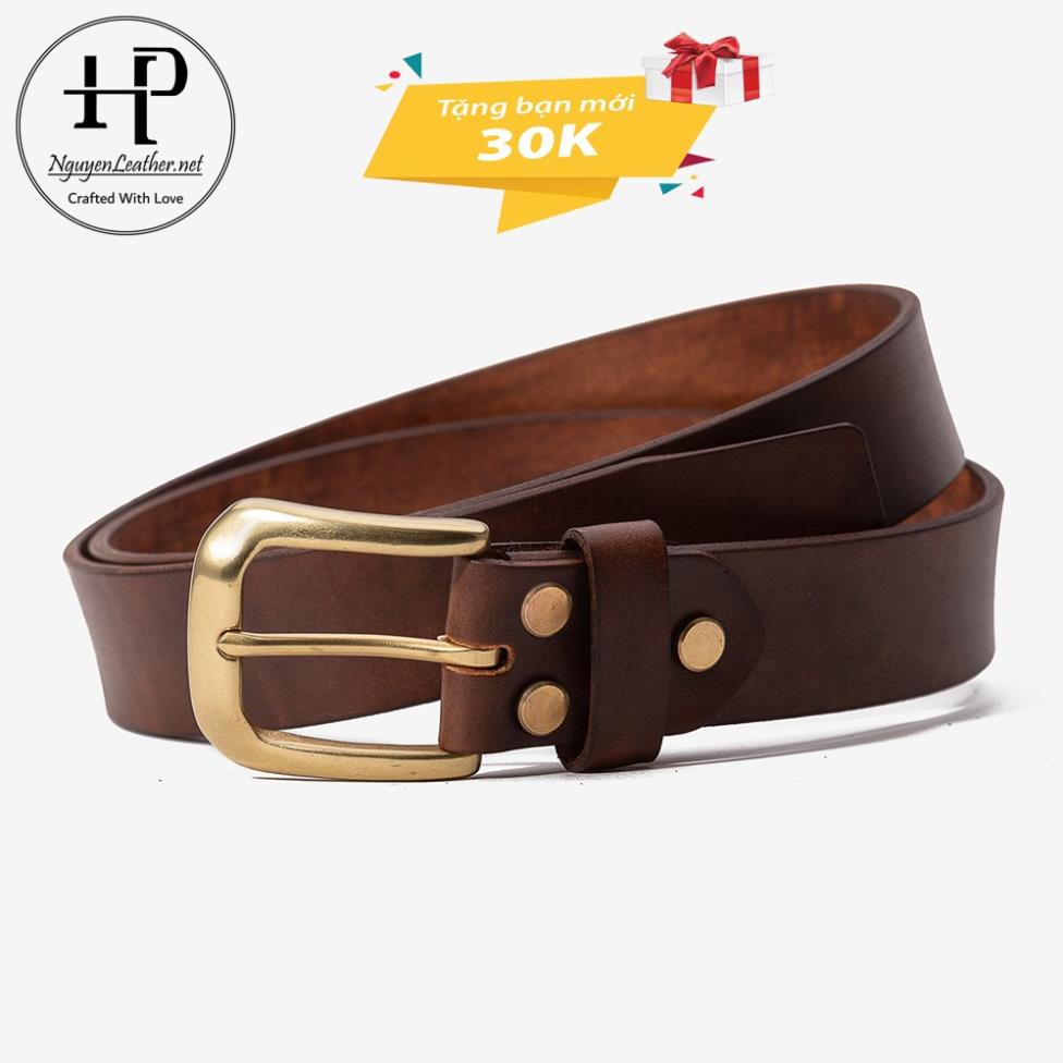 Dây Lưng Nam Da Bò Nguyên Miếng Cao Cấp Nhuộm Handmade Khóa Đồng Đúc Nguyên Khối Nguyen Leather+ Đục Lỗ Cài !