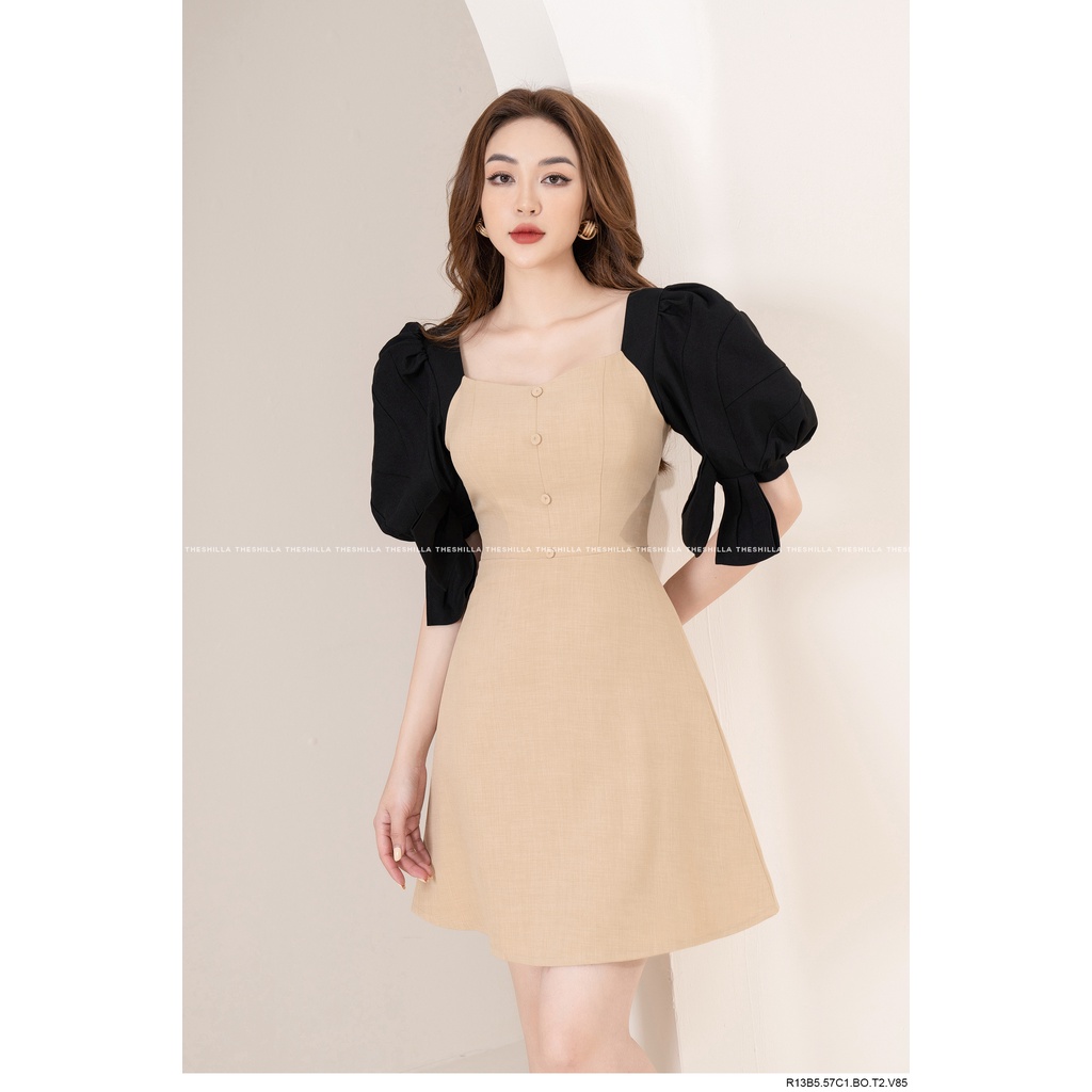 Váy đầm thiết kế phối tay đen nơ cao cấp [ Có video + Ảnh thật ] The Shilla - R13B5.57C1