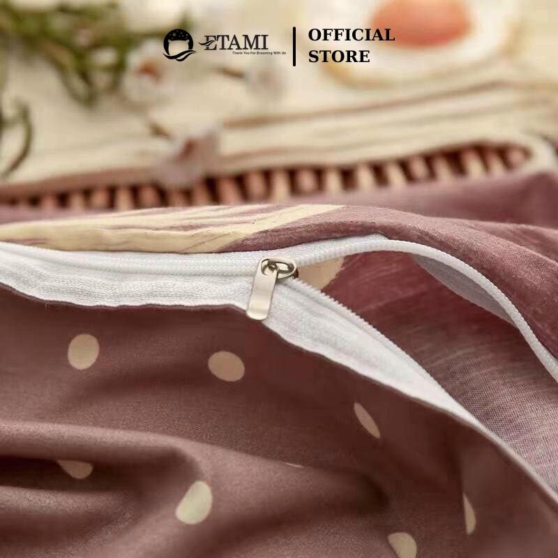 Bộ chăn ga gối  cao cấp ETAMI cotton poly tim vàng xước cute miễn phí bo chun drap giường ga trải giường P18