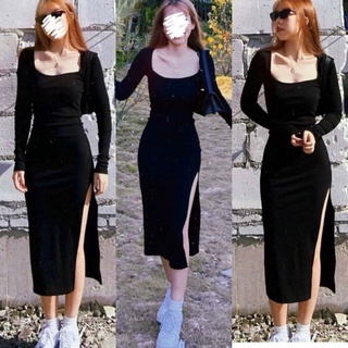 ĐẦM BODY CỔ U XẺ ĐÙI (KÈM VIDEO HÌNH THẬT)