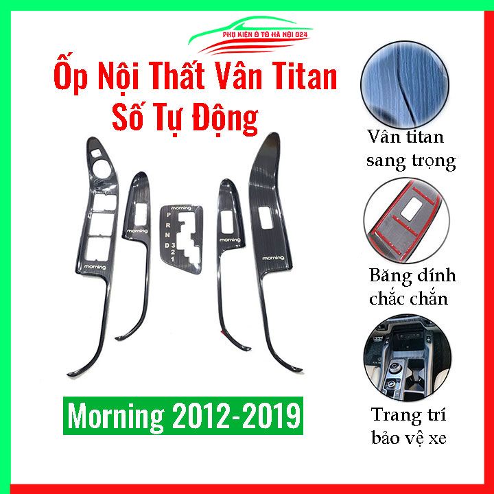 Ốp nội thất cho xe ô tô Kia Morning 2012-2019 Số Tự Động vân Titan bảo vệ chống trầy xước và làm đẹp xe