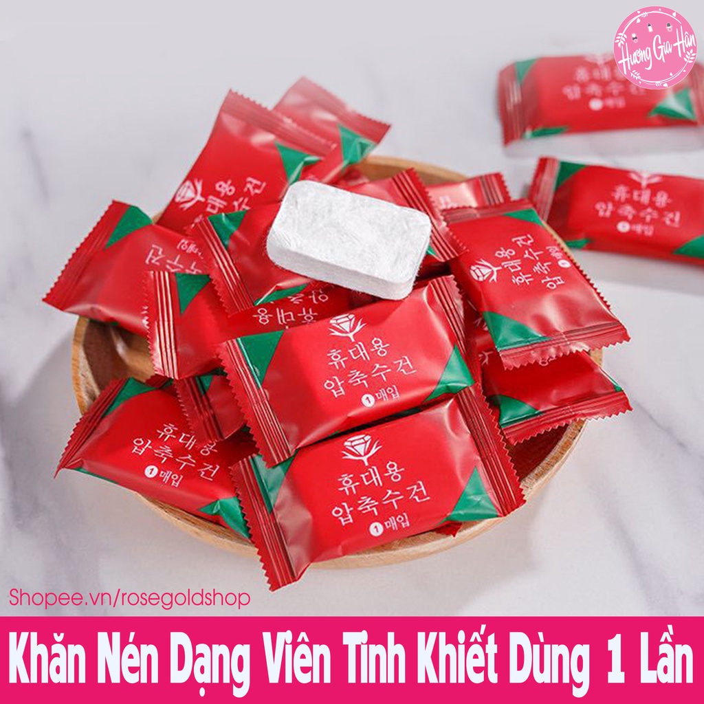 Khăn Nén Dạng Viên Bông Tinh Khiết Dùng 1 Lần Size 20x20cm Tiện Lợi Khi Đi Du Lịch