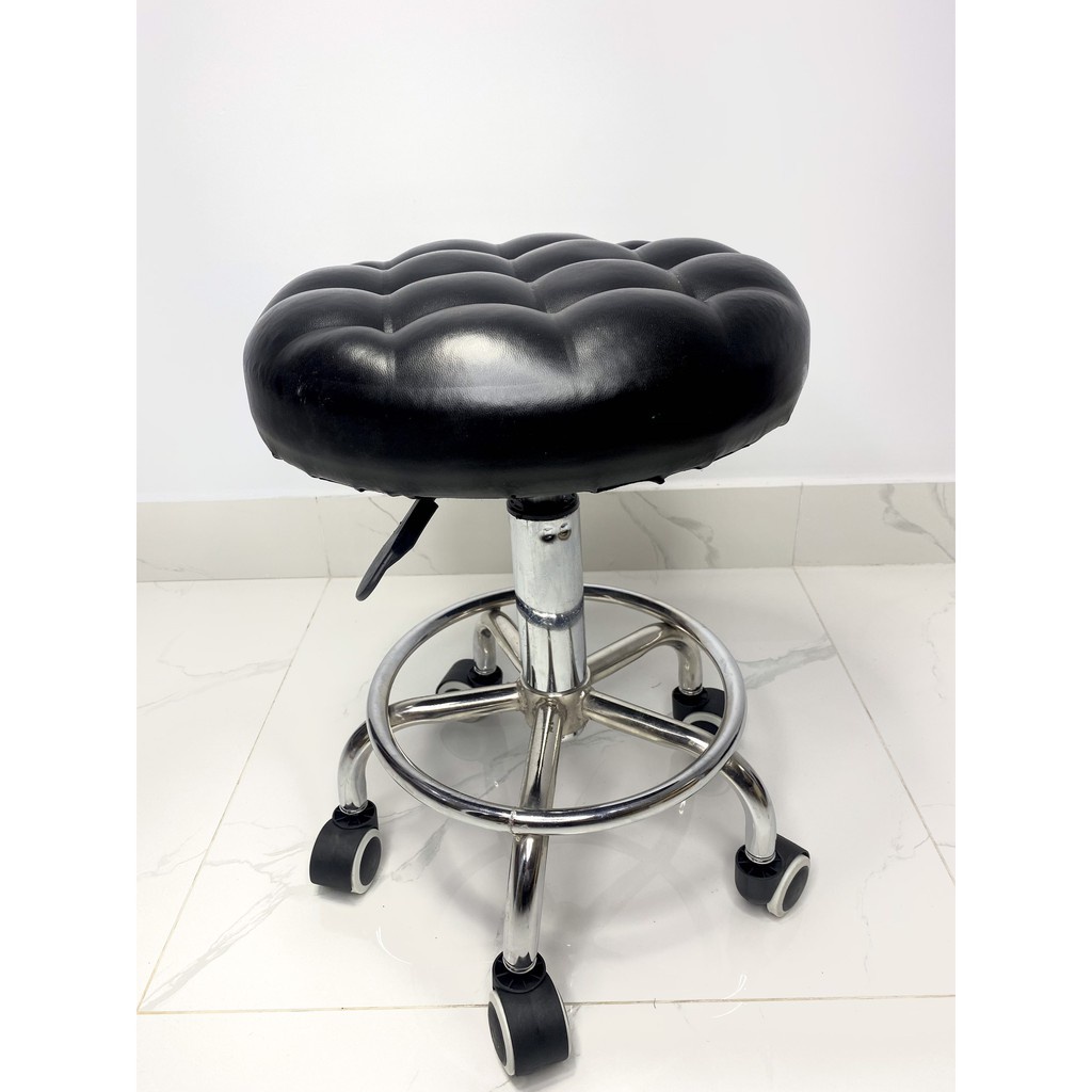 Ghế spa mặt múi xoay nâng hạ chân inox loại đẹp dùng cho spa nail phun xăm thẩm mỹ