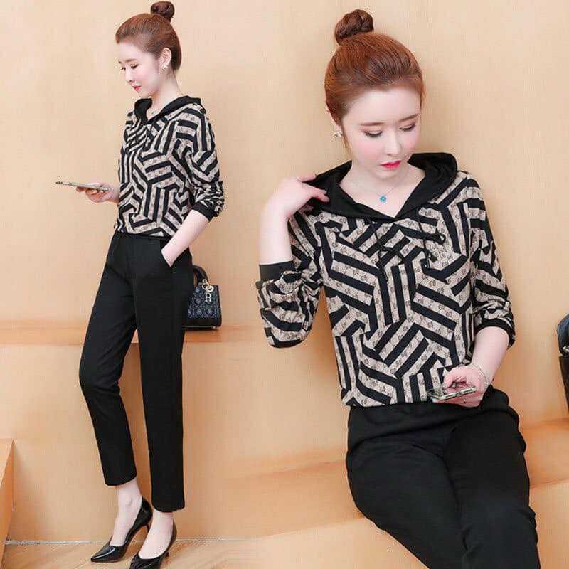 Set bộ thể thao có nón họa tiết siêu đẹp