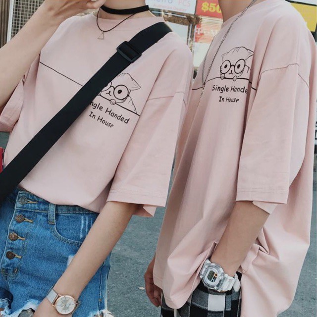 Áo phông nam nữ form rộng 2N Unisex thun cotton in Cú mèo trắng/hồng/đen