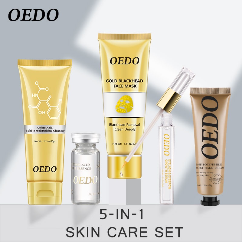 Bộ Sản Phẩm OEDO Sữa Rửa Mặt Dưỡng Ẩm Amino +Mặt nạ vàng+ Tinh Chất Làm Săn Chắc Da +Kem dưỡng trắng da tay+Tinh chất Dưỡng dài mi chất lượng cao