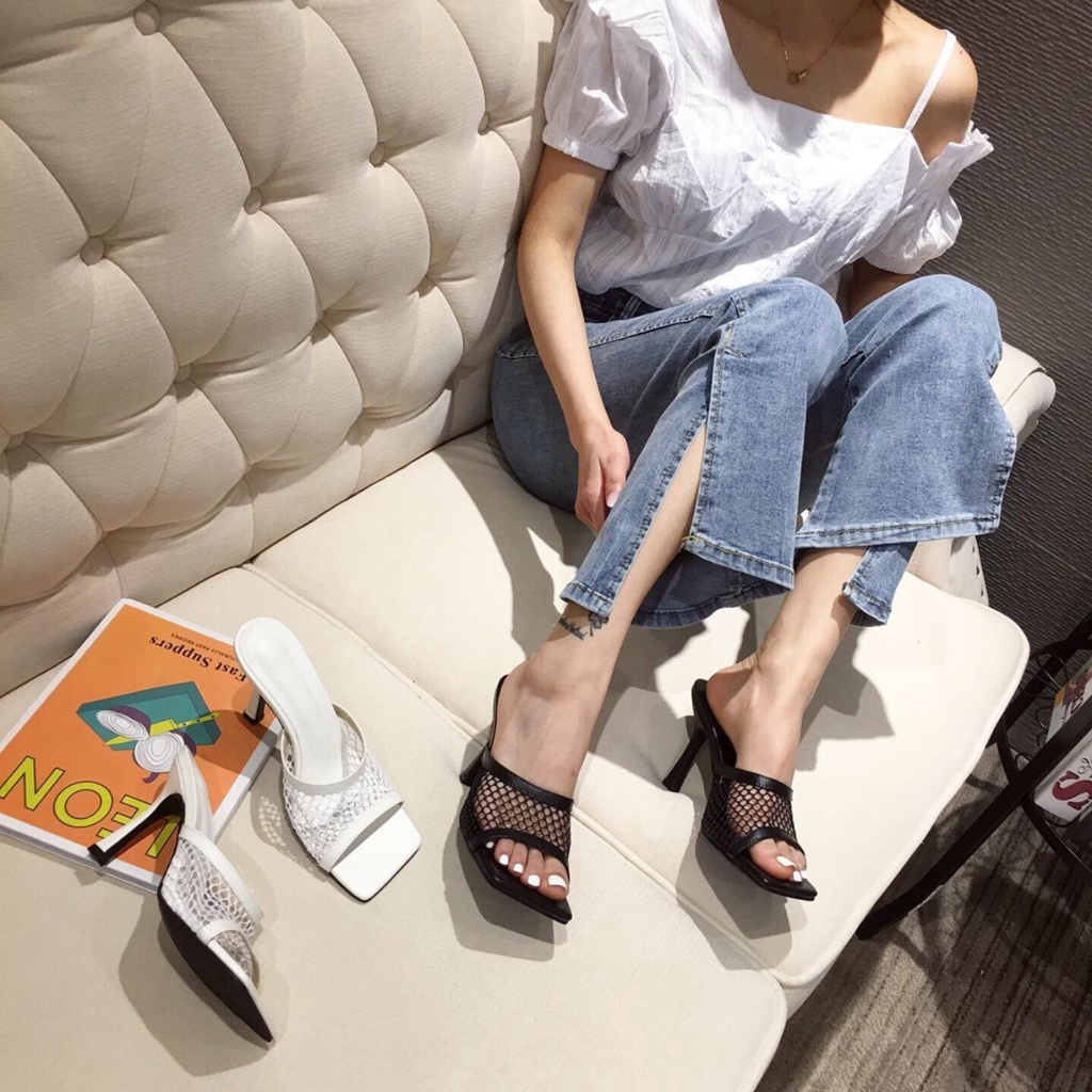 Dép Cao Gót 1 Bản Quai Lưới 7p Thoải Mái Thời Trang Trẻ Trung Dễ Phối