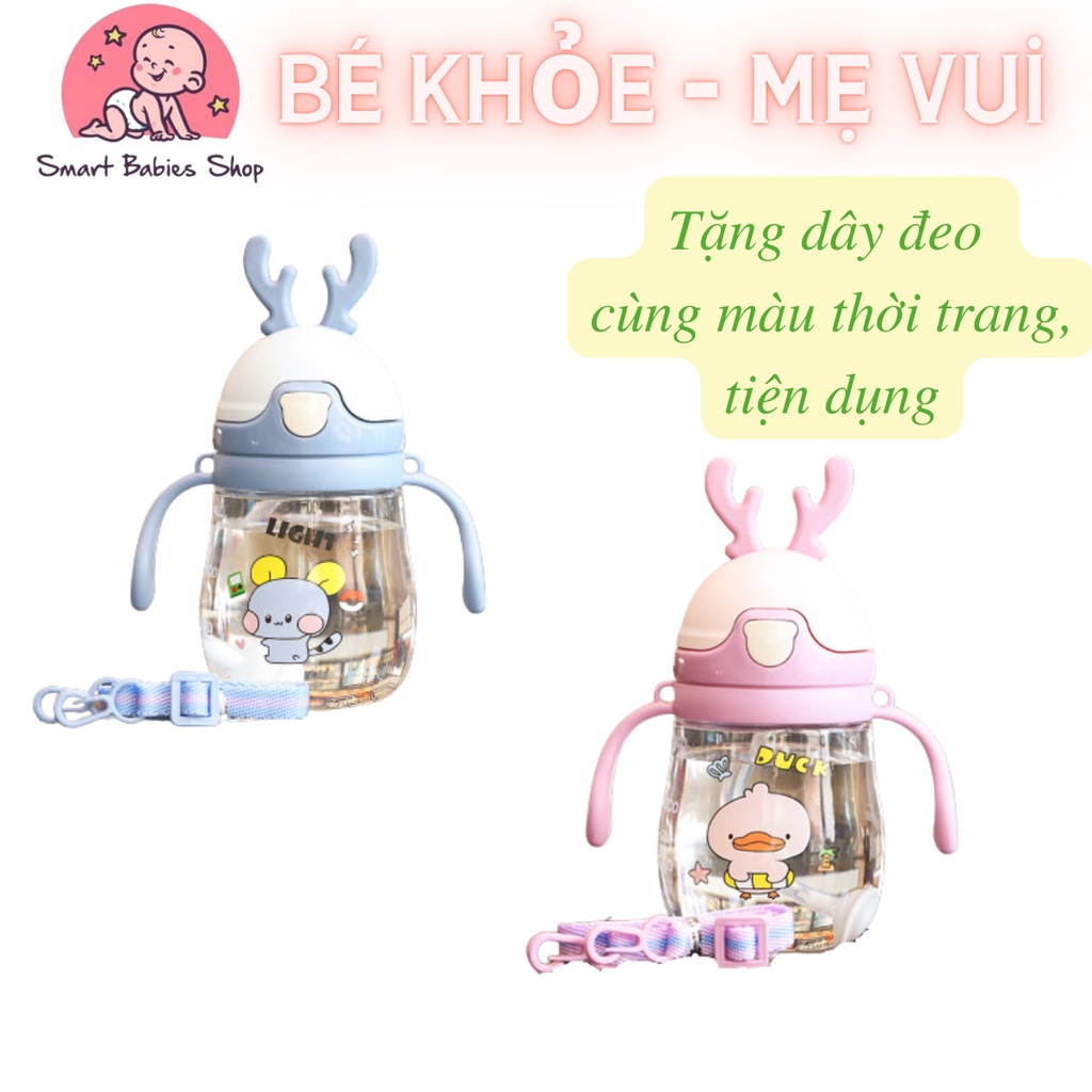 Bình Tập Uống Nước Uống Sữa Cho Bé Có Van Chống Sặc Hình Sừng Hươu Đáng Yêu Hàng Cao Cấp An Toàn Tiện Lợi