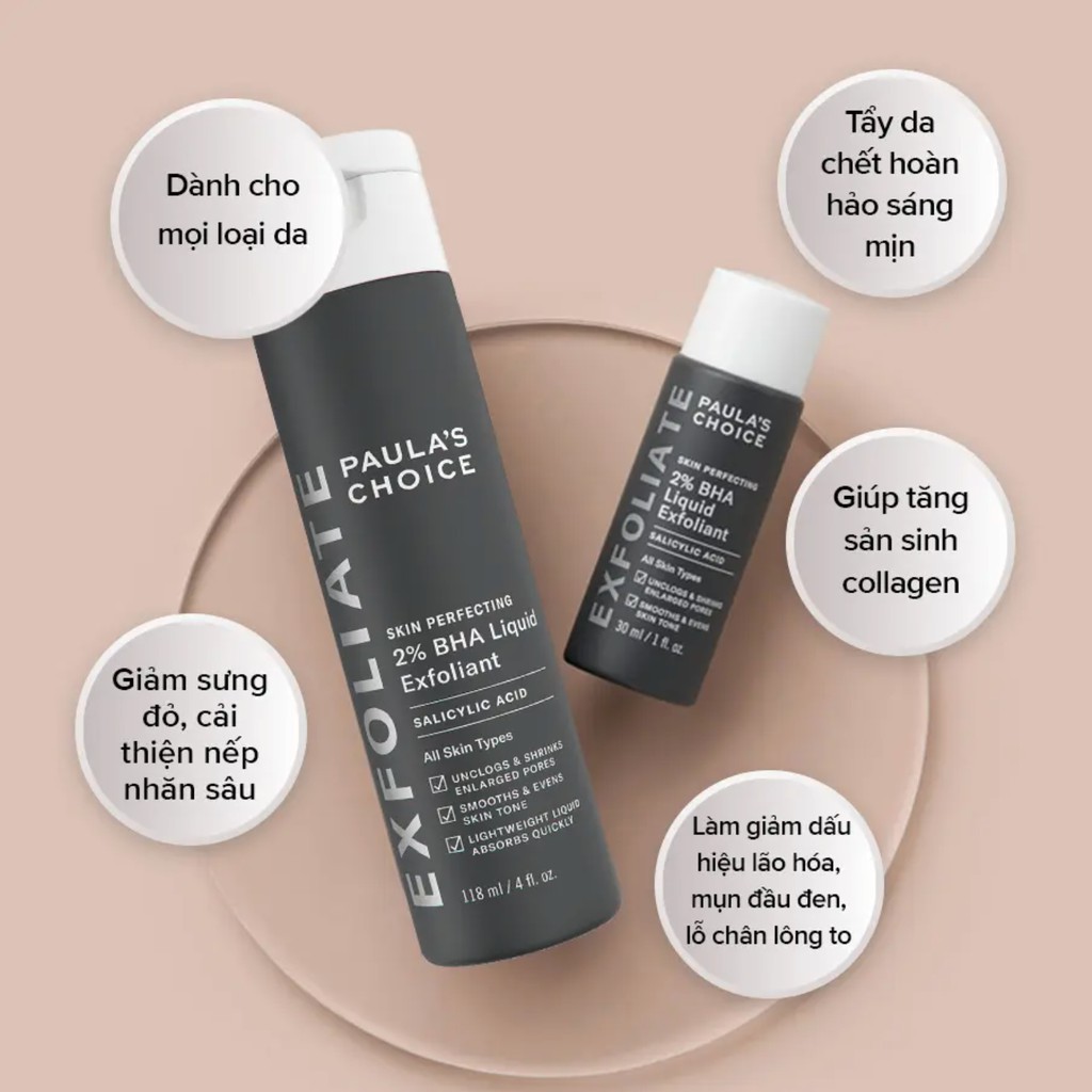 PAULA'S CHOICE - Tẩy tế bào chết hóa học Skin Perfecting 2% BHA Liquid Exfoliant Salicylic Acid