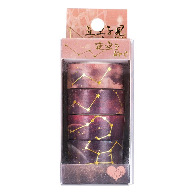 Băng Keo Washi Họa Tiết Bầu Trời Sao Dễ Thương Dùng Trang Trí Sổ Tay DIY 4 PAC