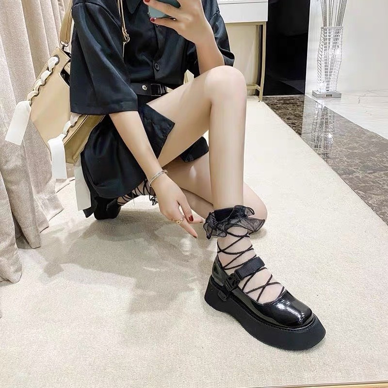 Tất nữ cổ bèo Vớ nữ LOLITA tiểu thư voan mỏng 2 màu siêu đẹp kết hợp với giày MaryJane