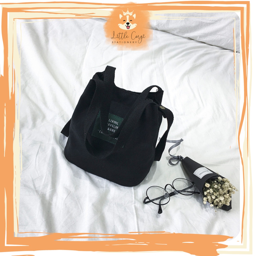 Túi canvas đeo chéo thời trang Hàn Quốc cho bé - Túi tote đeo chéo có quai xách