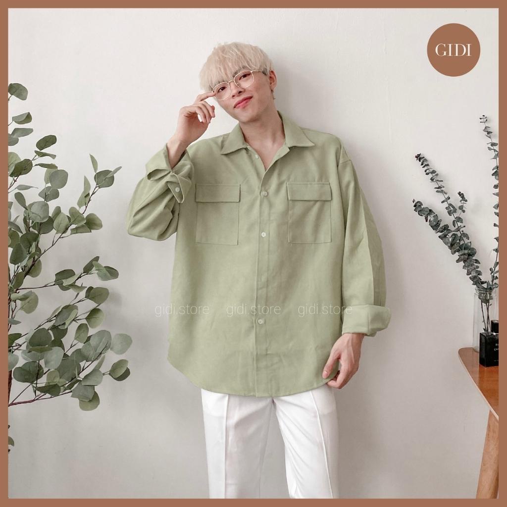 Áo Sơ mi NELY Nam Nữ Unisex tay dài 2 túi - vải nhung tăm mềm mịn form rộng OVERSIZE vải không nhăn
