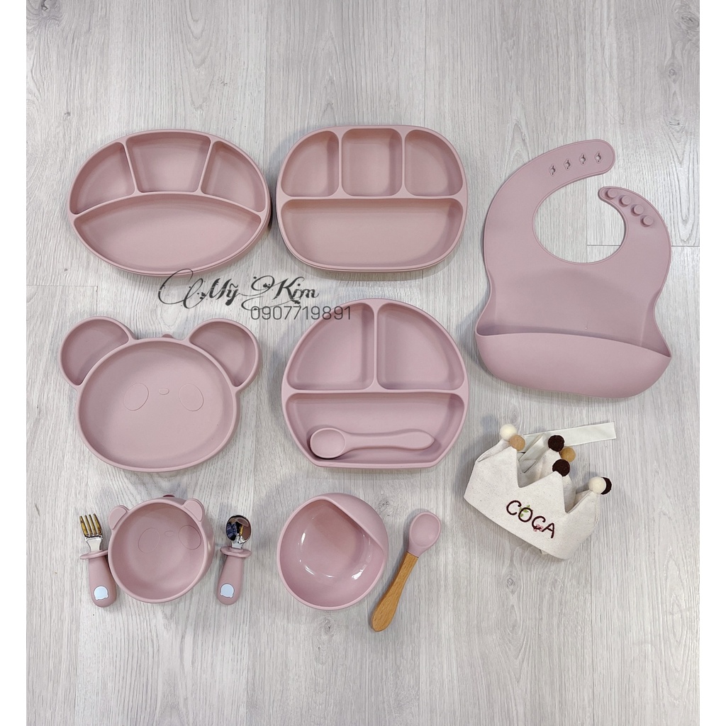 KHAY SILICON CHO BÉ ĂN DẶM KÈM THÌA, CÓ ĐẾ HÍT CHỐNG TRƯỢT, CHỐNG LẬT