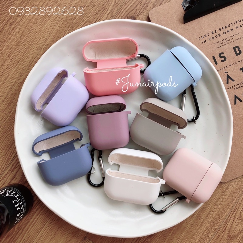 Ốp silicon trơn AIRPODS 1/2/3/PRO bên trong lót nhung